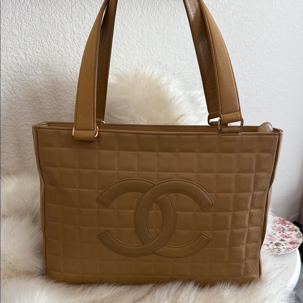Chanel Tan Quilted Tote with Gold Hardware